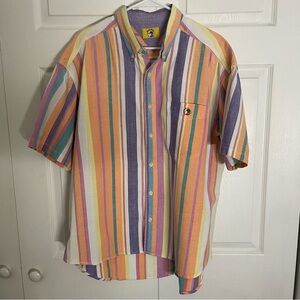 Vintage 90s Duck Head Shirt Pastel Vertical Stripe Button Down Golden Era Tag
